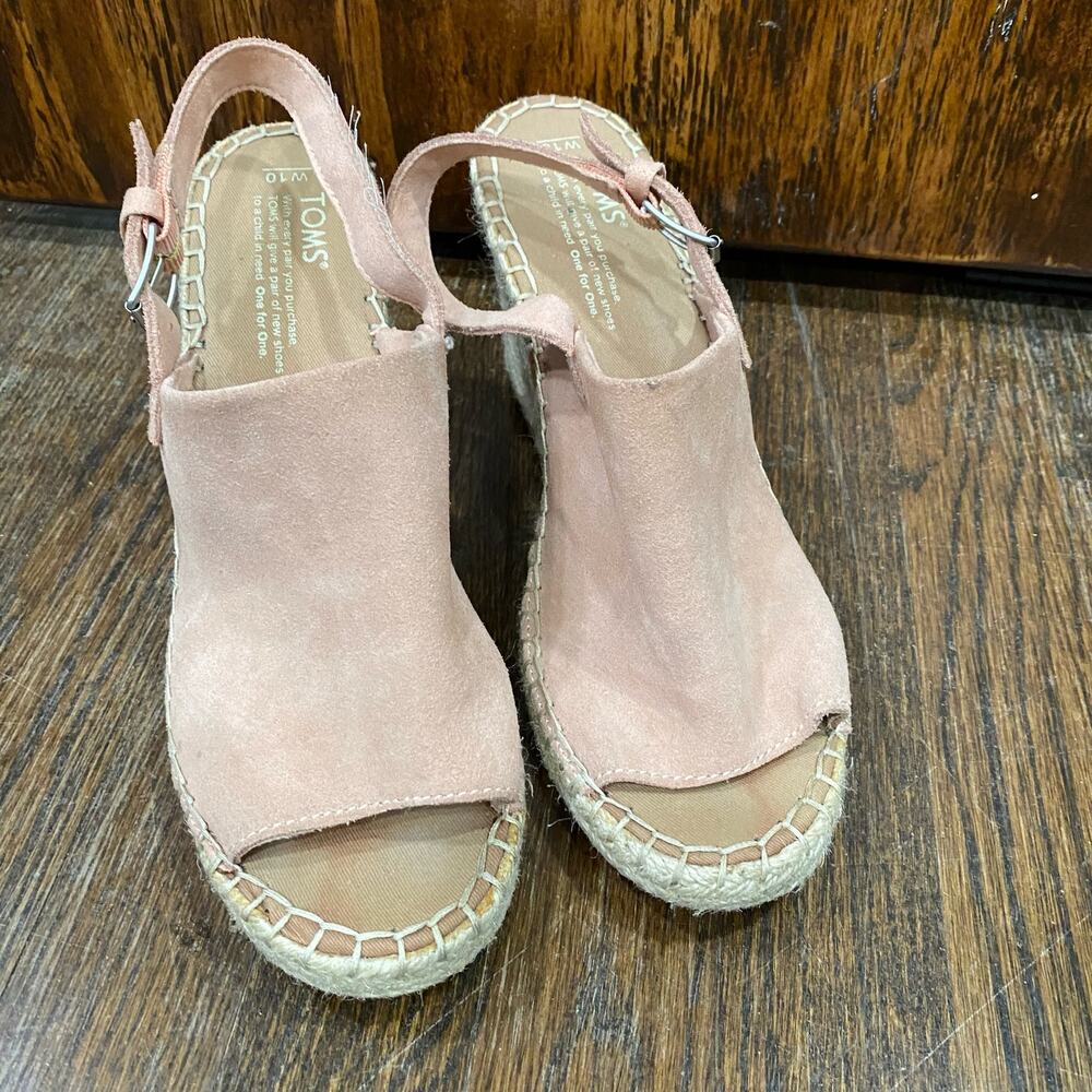 Toms Pink Suede Espadrille Slingback Sandals
